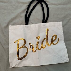 Bride Sequin Tote Bag - White and Gold